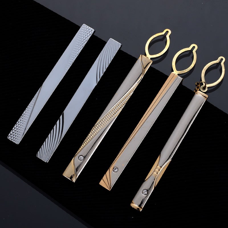 Tie Clip Simple Men'S Light Luxury Atmospheric Fashion Meeting Wedding Groom Conference Double Color Rhinestone Clip - Image 2
