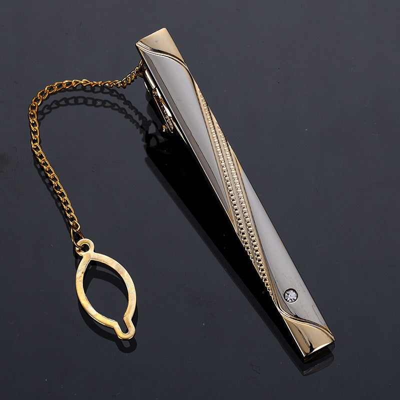 Tie Clip Simple Men'S Light Luxury Atmospheric Fashion Meeting Wedding Groom Conference Double Color Rhinestone Clip - Image 3