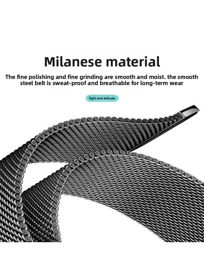 Generic - Suitable For OPPOwatch3 Strap 3Pro Magnetic Steel Strap WatchSE Sweat-proof Breathable Watch Replacement Wristband-Color:Oppo Watch 3rd Generation-[classic Black] Milanese Magnetic Watch Strap - Image 1