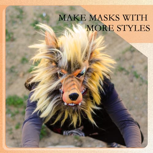 Seenelling 19 Pcs DIY Therian Mask Kit Blank Cat Mask with Felt Fabric Sheet Plush Faux Fur Eye Mesh for Therian Gear Stuff (Colorful) - Image 5