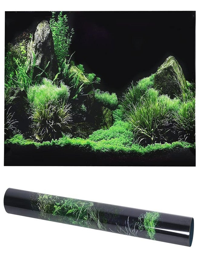 Qinlorgo Aquarium Background, PVC Waterproof Aquarium Fish Tank Seabed Water Grass Background Decorative Painting, Self Adhesive Sticker(61x40cm) - Image 1