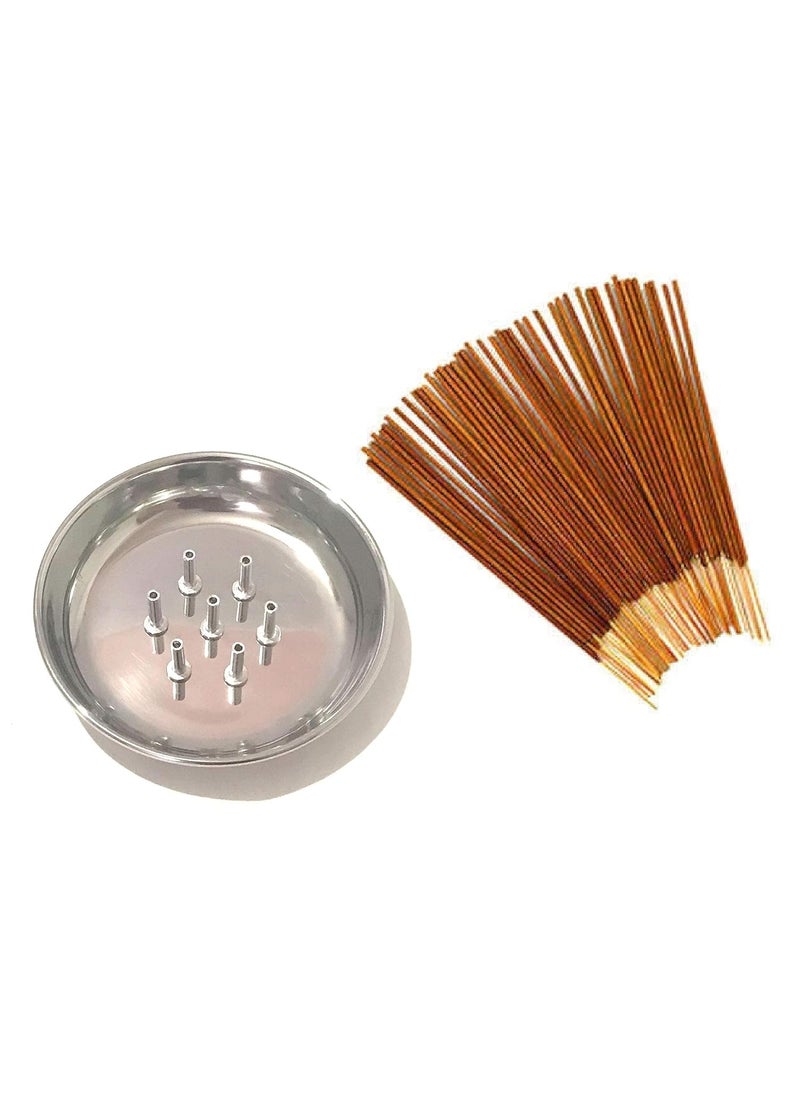 Pass Pass Pass Pass Stainless Steel Agarbatti Stand with Plate Stainless Steel Incense Holder Silver  - Image 5