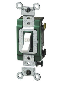 Leviton 3032-2W 30 Amp, 120/277 Volt, Toggle Double-Pole AC Quiet Switch, Extra Heavy Duty Spec Grade, Self Grounding, Back and Side Wired, White