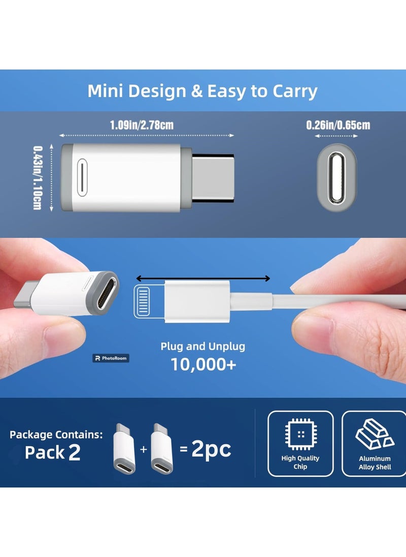FIRST PRO USB C Male to Lightning Female PD Fast Charging Adapter for Lightning Cable, iPhone 16 pro max, 15 pro max Series and More Type C Device, NOT for Headphone, Microphone, Pencil White 2 Pack  - Image 3