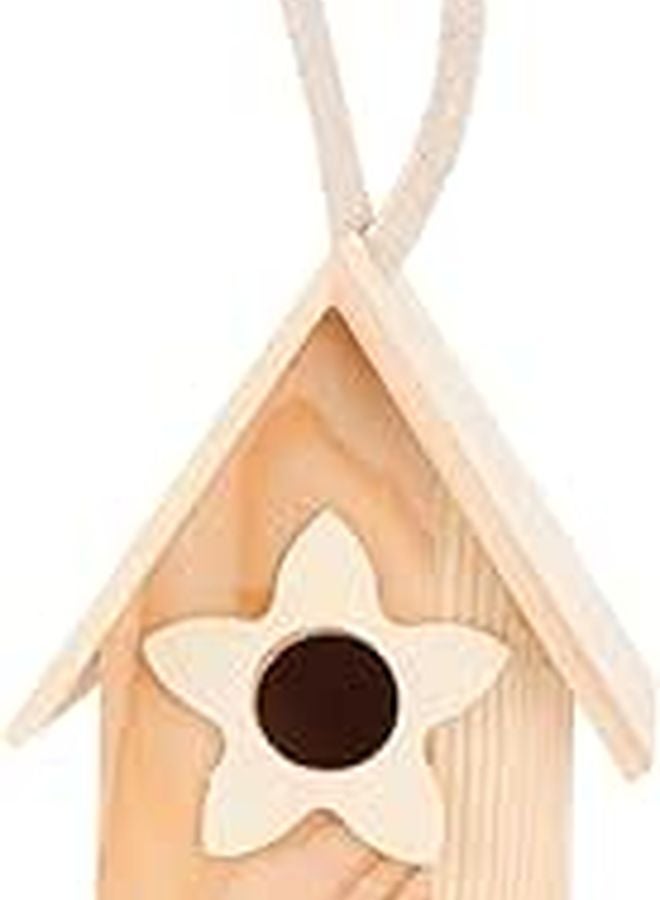 DIY Paintable Wooden Birdhouse With Flower Decoration For Garden Home Outdoor Decor - Image 1