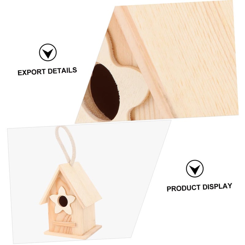DIY Paintable Wooden Birdhouse With Flower Decoration For Garden Home Outdoor Decor - Image 4