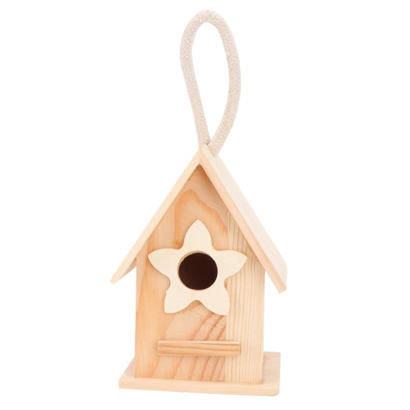 DIY Paintable Wooden Birdhouse With Flower Decoration For Garden Home Outdoor Decor - Image 2