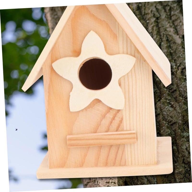 DIY Paintable Wooden Birdhouse With Flower Decoration For Garden Home Outdoor Decor - Image 3