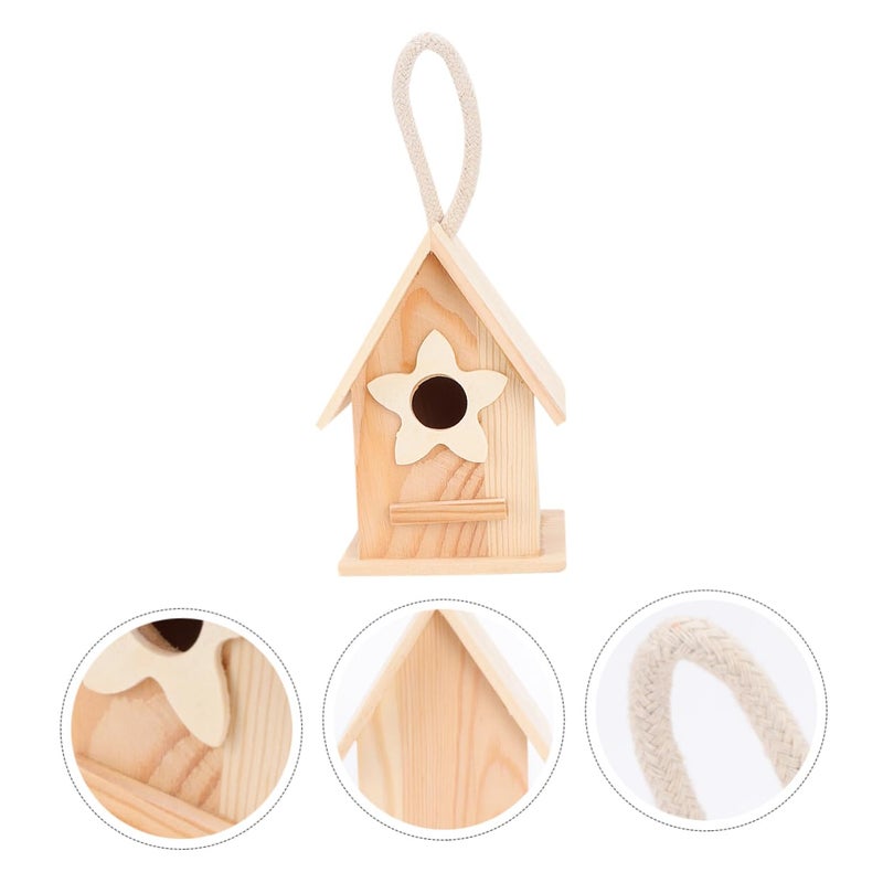 DIY Paintable Wooden Birdhouse With Flower Decoration For Garden Home Outdoor Decor - Image 5