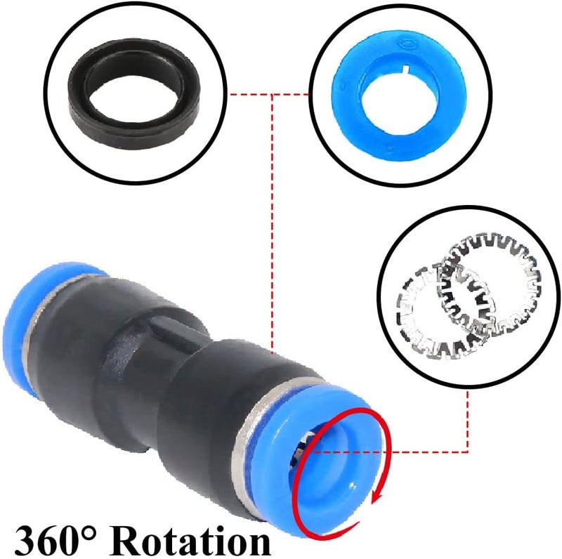 beduan Push to Connect Fitting, 10mm Tube OD Pneumatic Quick Adapter Tubing Air Hose Line Pipe Fitting 20Pcs For 3/8" Tube OD - Image 4