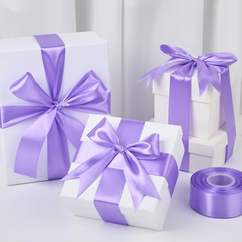 Mauproy 1-1/2 Inch Wide Lavender Purple Satin Ribbon, 50 Yards Solid Polyester Fabric Ribbon for Roses Making, Gift Wrapping, Valentine's Day, Wedding Decorations, Crafts, Bows - Image 4