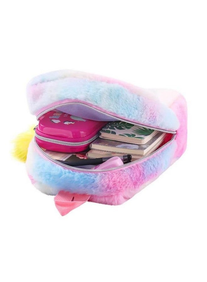 Frantic Kids Soft Animal Cartoon Travelling School Bag Soft Plush 1 Compartment Backpacks Boys Girls Baby for 2 to 5 Years Baby/Boys/Girls Nursery, Preschool, Picnic (Multi Unicorn Furr) - Image 4