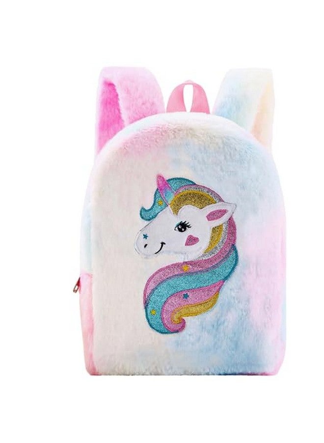 Frantic Kids Soft Animal Cartoon Travelling School Bag Soft Plush 1 Compartment Backpacks Boys Girls Baby for 2 to 5 Years Baby/Boys/Girls Nursery, Preschool, Picnic (Multi Unicorn Furr) - Image 1
