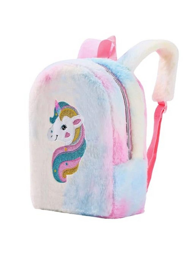 Frantic Kids Soft Animal Cartoon Travelling School Bag Soft Plush 1 Compartment Backpacks Boys Girls Baby for 2 to 5 Years Baby/Boys/Girls Nursery, Preschool, Picnic (Multi Unicorn Furr) - Image 2