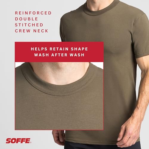 Soffe Mens 3 Pack - USA Poly/Cotton Military Tee, Tan, Small - Image 3