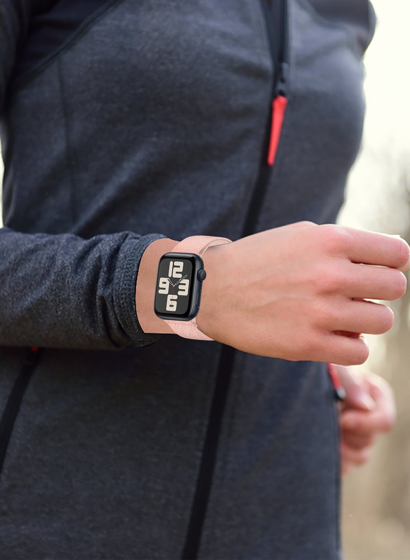 CATANES Magnetic Clasp Band for Apple Watch 49mm 45mm 44mm 42mm (Series 1-3), Nylon Elastic Stretchy Strap Compatible with iWatch Series Ultra 10-1 - Peach - Image 4