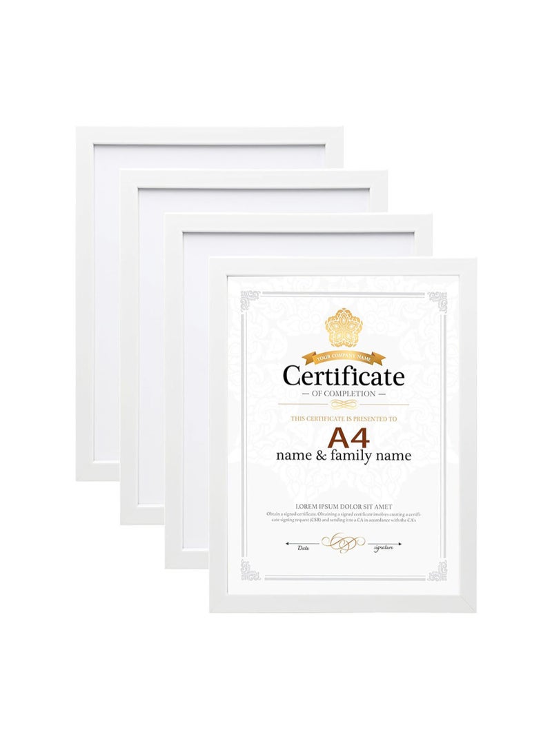 FASHION HOME 4 Packs A4 Display Picture Wall Hanging Photo Certificate Wooden Frame - Image 1
