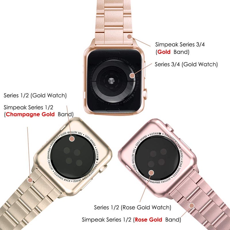 Simpeak Business Band Compatible with Apple Watch Series 10(42mm) Series 9 8 7 (41mm) 6 SE 5 4 (40mm) 3 2 1 (38mm), Women Men Stainless Steel Band Strap Compatible with iWatch 42mm 41mm 40mm 38mm - Image 2