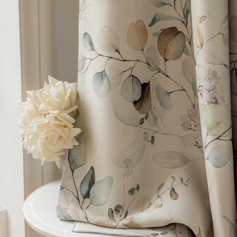 SUOUO Brown Floral Blackout Curtains for Bedroom 96 inches Long Print Vintage Leaf Room Darkening Window Drapes for Living Room 2 Panels - Image 1