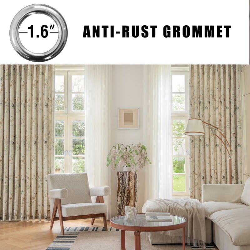 SUOUO Brown Floral Blackout Curtains for Bedroom 96 inches Long Print Vintage Leaf Room Darkening Window Drapes for Living Room 2 Panels - Image 2