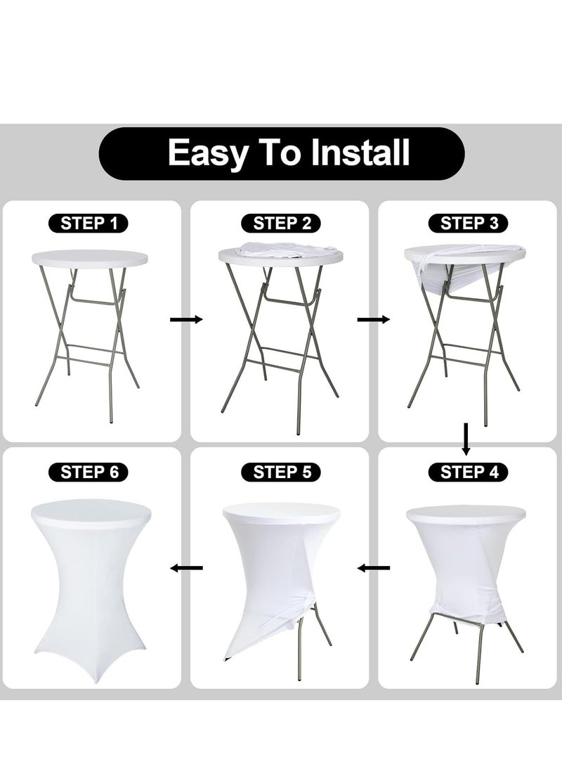 Round Spandex Table Covers for Cocktail & Highboy Tables – Fitted Stretch Tablecloths for Weddings, Parties, DJ Events, Bars, Birthdays, Banquets, Event Decoration, Premium Quality Fabric for Elegant & Professional Look, Wrinkle-Resistant, Easy to Install, Durable, 60 CM Table Covers - Image 2