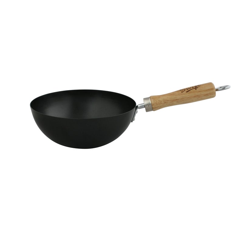 Dexam 12108508 Non Stick Carbon Steel Wok with Wood handle 20cm8inch
