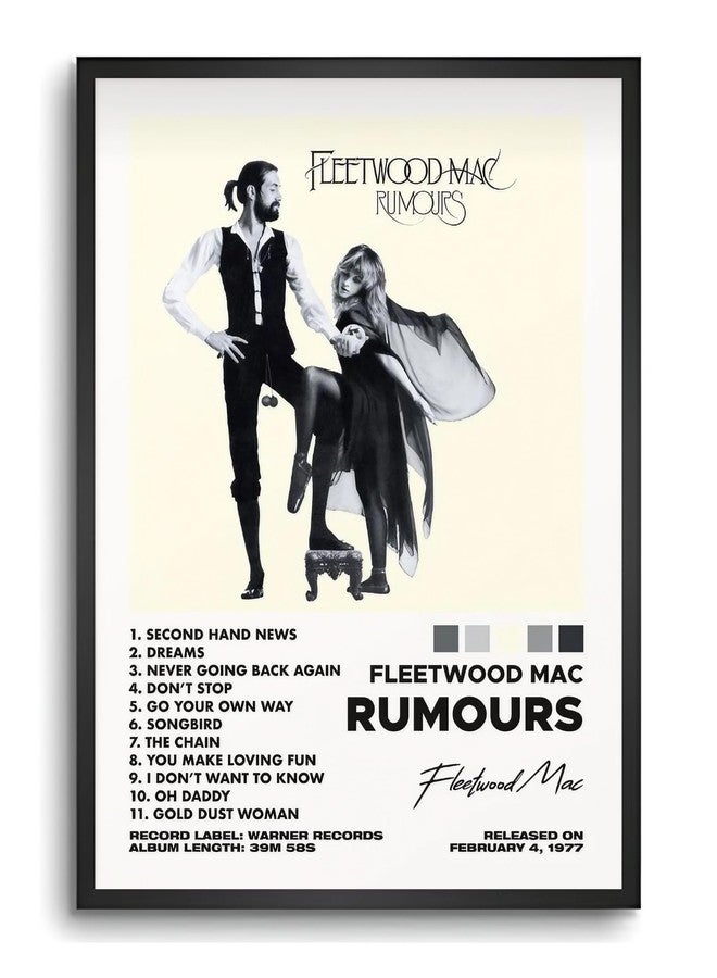 Vyopix Fleetwood Mac - Rumours Music Album Cover, Wall Decoration Art Framed Poster, Matte & Glossy Laminated Poster with 0.5 Inch Black Wooden Frame (MATTE, 12X18 Inches) - Image 1