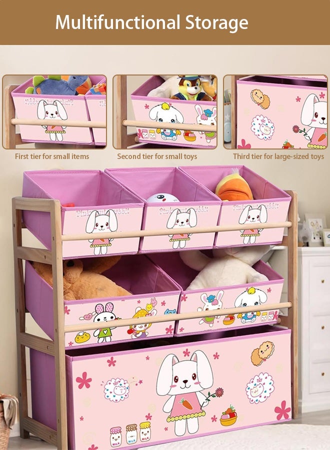 Hanayo Toys Organizer Kids Toy Storage Organizer 6 Storage Bins Extra Large Capacity Best Toy Organizer with Storage Box Multifunctional Toy Box and Storage Rack Nursery and Kids Room Boys Girls(Pink) - Image 4