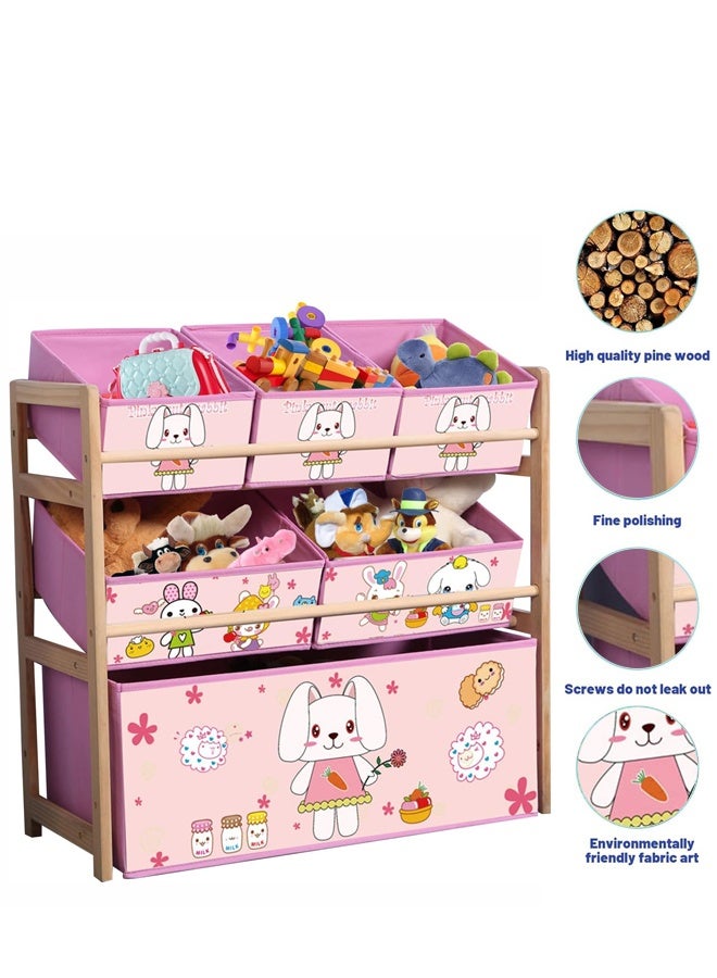 Hanayo Toys Organizer Kids Toy Storage Organizer 6 Storage Bins Extra Large Capacity Best Toy Organizer with Storage Box Multifunctional Toy Box and Storage Rack Nursery and Kids Room Boys Girls(Pink) - Image 5