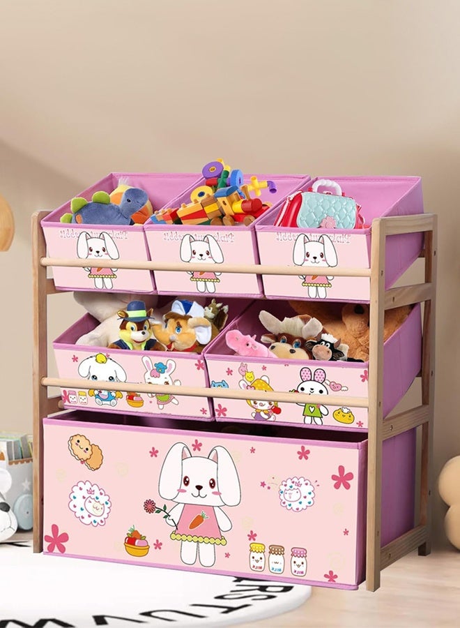 Hanayo Toys Organizer Kids Toy Storage Organizer 6 Storage Bins Extra Large Capacity Best Toy Organizer with Storage Box Multifunctional Toy Box and Storage Rack Nursery and Kids Room Boys Girls(Pink) - Image 3