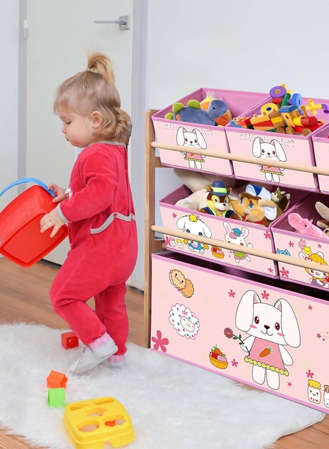 Hanayo Toys Organizer Kids Toy Storage Organizer 6 Storage Bins Extra Large Capacity Best Toy Organizer with Storage Box Multifunctional Toy Box and Storage Rack Nursery and Kids Room Boys Girls(Pink) - Image 2