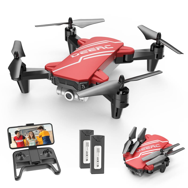 DEERC طائرة درون ميني DEERC D20 للأطفال مع كاميرا 720P HD FPV وألعاب تحكم عن بعد هدايا للأولاد والبنات مع وضع تثبيت الارتفاع ووضع بدون رأس وزر بدء واحد وضبط السرعة وتقلبات 3D و2 بطاريات حمراء - Image 2