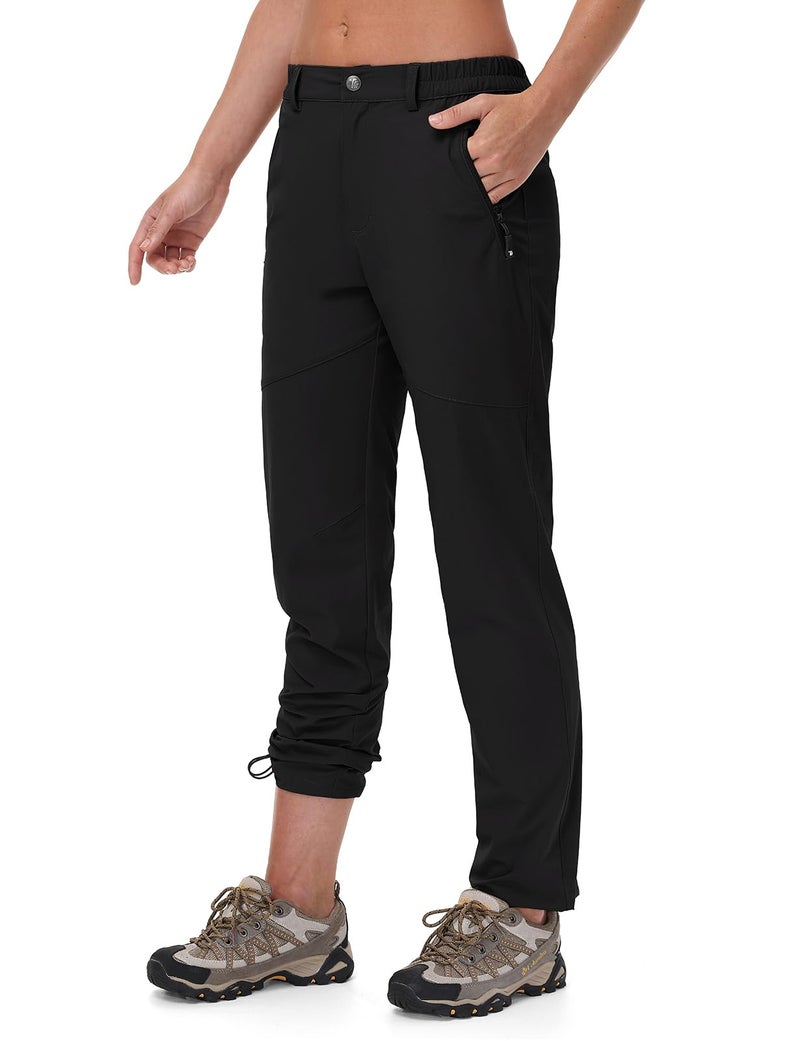 TBMPOY Womens Lightweight Hiking Pants Water Resistant Quick Dry Travel Work Outdoor Fishing Pants Zipper Pockets Black M - Image 2