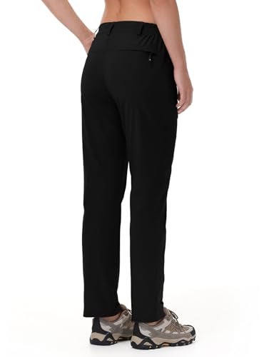 TBMPOY Womens Lightweight Hiking Pants Water Resistant Quick Dry Travel Work Outdoor Fishing Pants Zipper Pockets Black M - Image 3