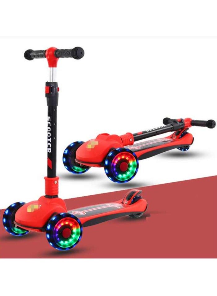 3-Wheel Kick Scooter for Kids with LED Light-Up Wheels & Adjustable Handlebar – Foldable, Safe & Stable Ride-On Toy for Boys & Girls (Ages 3+)  - Image 1