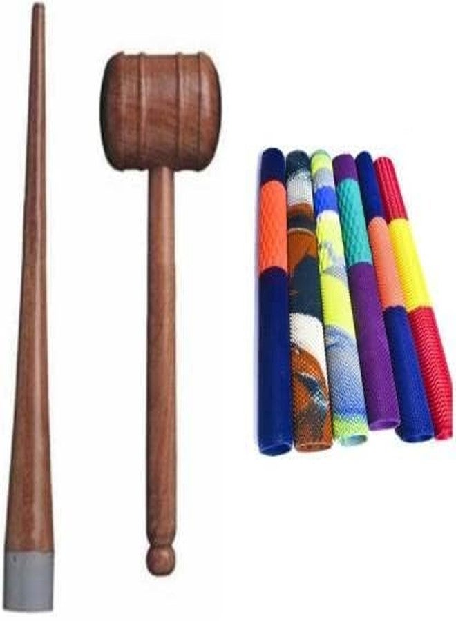 Kiraro Set of 6 Colorful Grips | Cricket Bat Knocking Hammer with Handle Cone Wooden Bat Mallet (Pack of 8) - Image 1