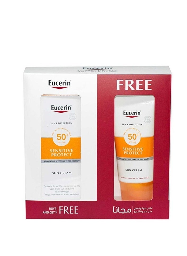 Eucerin Sun Cream Face Sunscreen Protection SPF 50 Sensitive Protect 50ml 2 Pack 