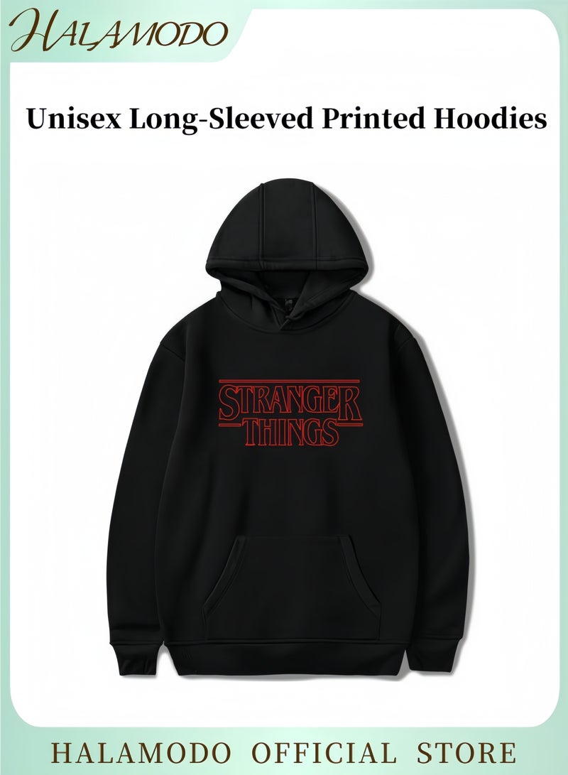 HALAMODO Unisex Hoodies Long-Sleeved Printed Tops Casual Sweatshirts Soft Sportswear Fashion Youth Pullovers with Drawstrings and Large Pockets for Daily Wear - Image 1