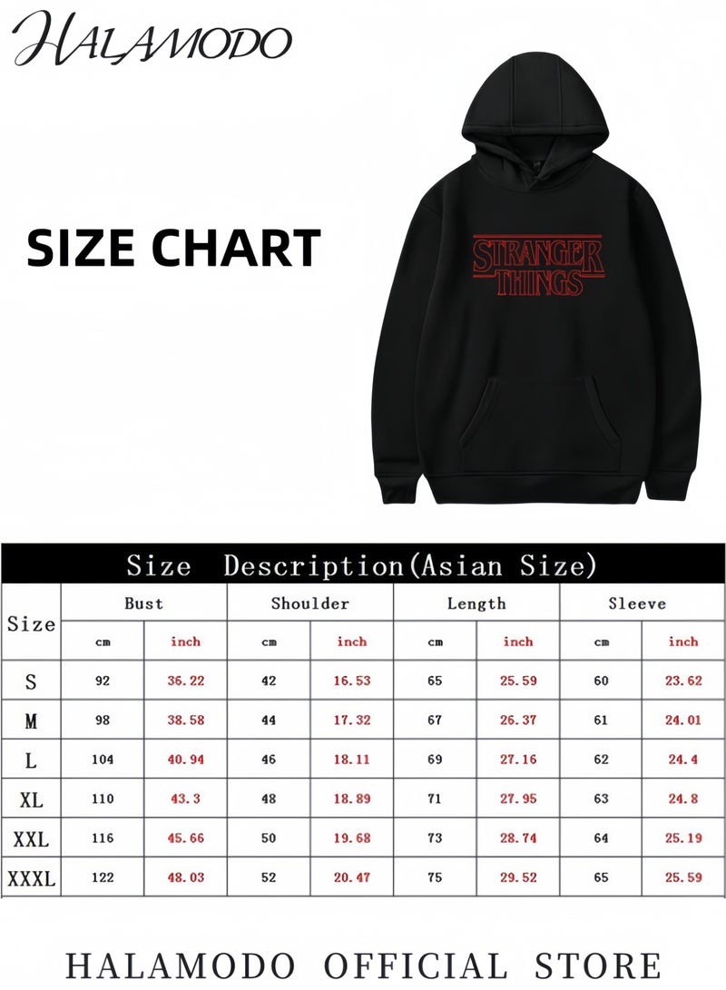 HALAMODO Unisex Hoodies Long-Sleeved Printed Tops Casual Sweatshirts Soft Sportswear Fashion Youth Pullovers with Drawstrings and Large Pockets for Daily Wear - Image 3