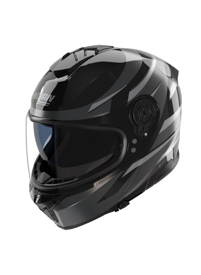 Nolan N80-8 FERVO BLACK/ANTHRACITE/CHROME SILVER METAL Helmet - Image 3