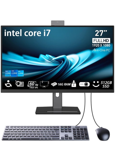 All-in-One Desktop Computer Work PC 27-Inch 1080p Display, Intel Core i7 4.2GHz/Windows 11 Pro, 16GB RAM | 512GB SSD/Intel UHD Graphics WiFi, HDMI
