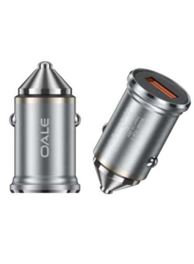 OALE TurboCharge iCar 3 – 18W Fast Car Charger with 3A Output & Metallic Finish - Image 1