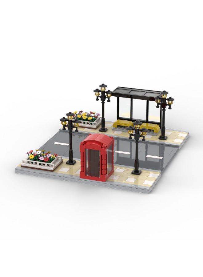 MOC Small Particle Building Blocks City Road Floor T-shaped Road Car Lane Bicycle Lane Landscape Supplement Expansion Package-Color:Road Straight Splicing Combination Belt Decoration  - Image 1