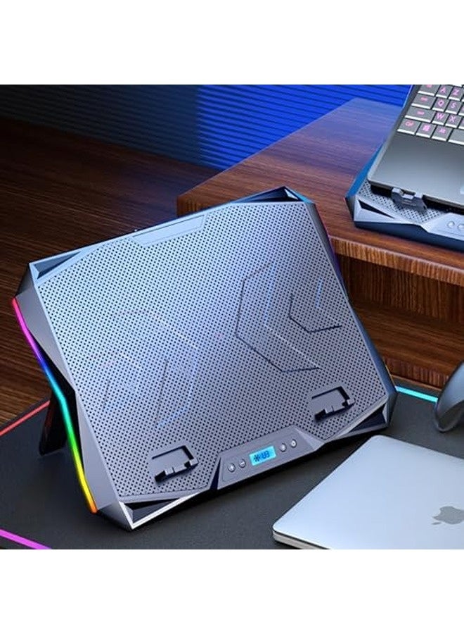 سكاي تاتش قاعدة تبريد للابتوب مزودة بـ8 مراوح – مبرد فائق النحافة بإضاءة RGB، مناسب لأجهزة اللابتوب من 11 إلى 18 بوصة، نظام تبريد مغلق بثماني نوى، حامل قابل للتعديل على 7 مستويات، وكفاءة عالية في تبديد الحرارة مع إضاءة LED. - Image 2