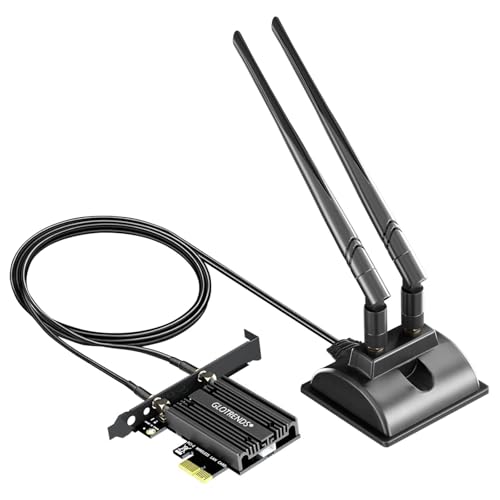 GLOTRENDS WiFi 5 PCIe Card with 2-Meter Extension Antenna for Desktop PC, Intel 7265 Chip, 802.11ac, Bluetooth 4.2, Support Windows 11/10/7/Linux, Support Intel/AMD Motherboard - Image 1