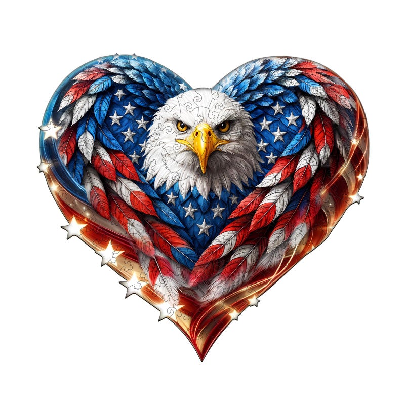 AEEKDOOK Wooden Puzzles for Adults Patriotic Eagle Wood Puzzle Unique Shapes Wooden Jigsaw Puzzles for Adults EcoFriendly Home Office Decor 114 106in 200 Pieces - Image 3