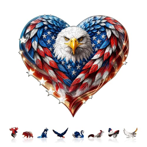 AEEKDOOK Wooden Puzzles for Adults Patriotic Eagle Wood Puzzle Unique Shapes Wooden Jigsaw Puzzles for Adults EcoFriendly Home Office Decor 114 106in 200 Pieces - Image 5