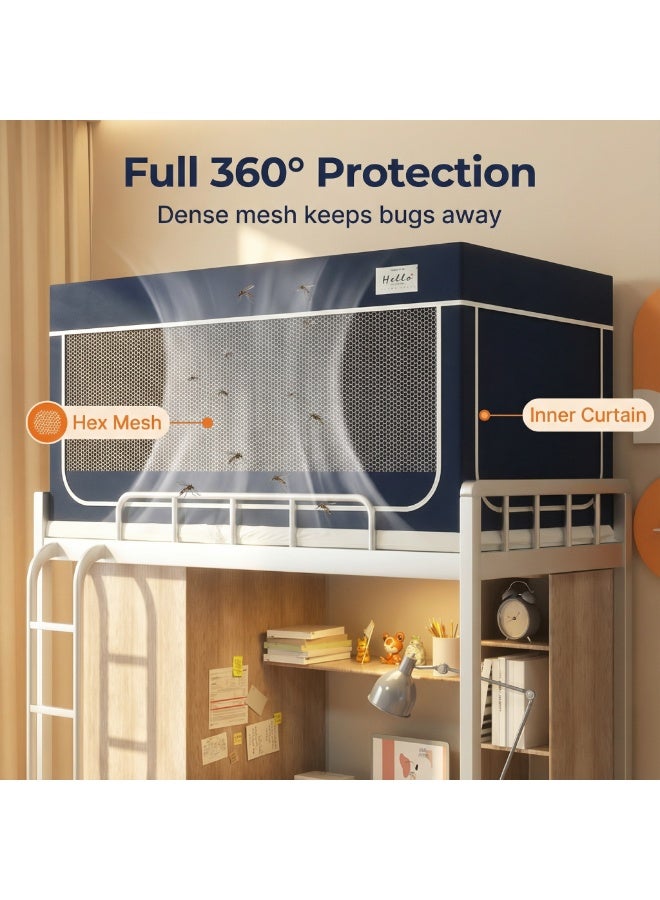 واي آند دي عتيم على المرسى العلوي Bunk Bed Curtains للنوم غرفة نوم مضاد للضوء زخرفة زميلة الغرفة الخصوصية غطاء المظلة الصورة الخلفية ديكور Backdrop تعتيم الستار 6 لوحات مع أعلى - Image 5