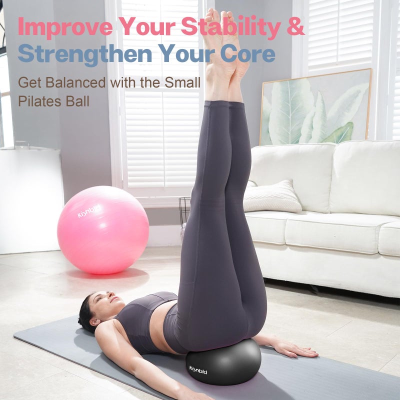 kisnbld Small Exercise Ball, 9 Inch Mini Pilates Ball, Anti Burst and Slip Resistant Mini Yoga Ball for Stability, Fitness, Physical Therapy, Stretching & Core Strength Workout at Home Gym & Office - Image 2