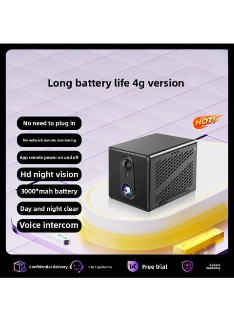 Ultra-clear HD Camera Wireless Monitoring Plug-in-free Home Network Indoor And Outdoor Video Mobile Phone Remote Night Vision-Color:None - Long Battery Life 4g Version: No Power And No Network Remote Monitoring + App Remote Switching + 4g Remote Monitoring + Remote Playback + Clear Day And Night + Voice Intercom -